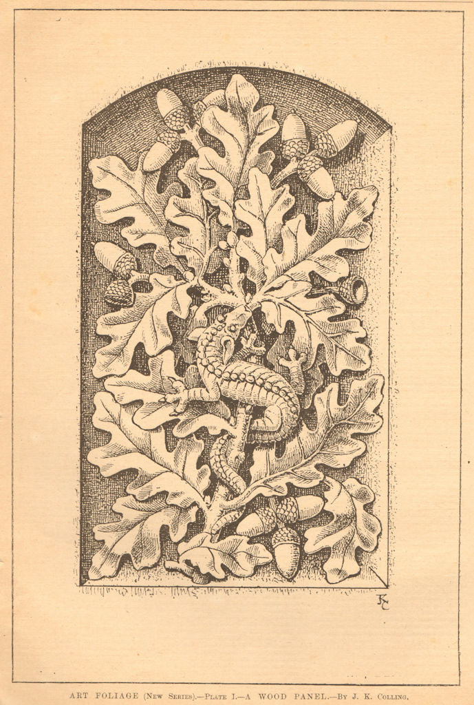 Art Foliage (New Series) Plate I - A wood panel - by J.K. Collling. 1901 print